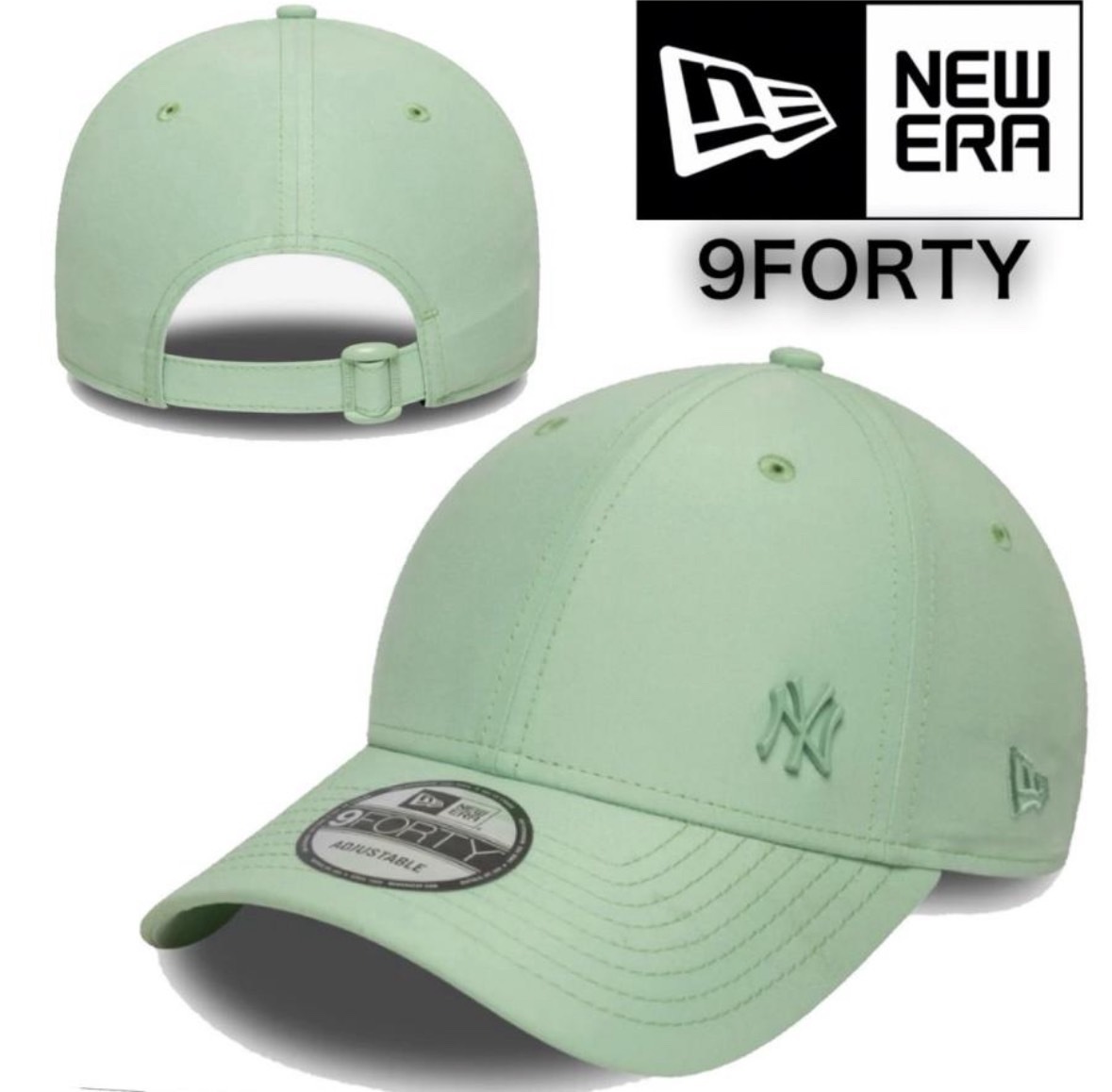 ニューエラ キャップ プレーン メタルロゴ パステルグリーン サイドロゴ ナインフォーティ ヤンキース NEWERA 9FORTY FLAWLESS LOGO 新品拍卖