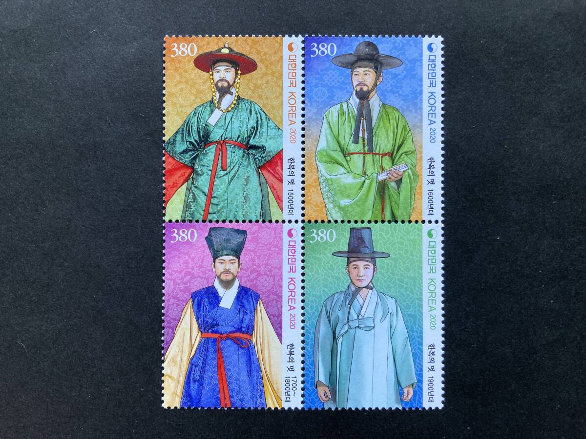 外国切手: 韓国切手 「韓服の美」田型連刷 未使用拍卖