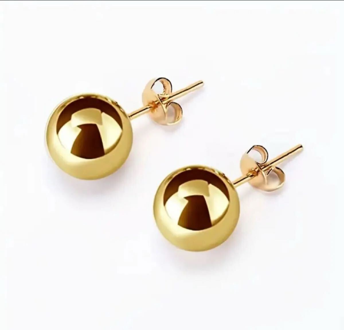 ステンレス製 ピアス カラー:ゴールド 約8mm玉拍卖