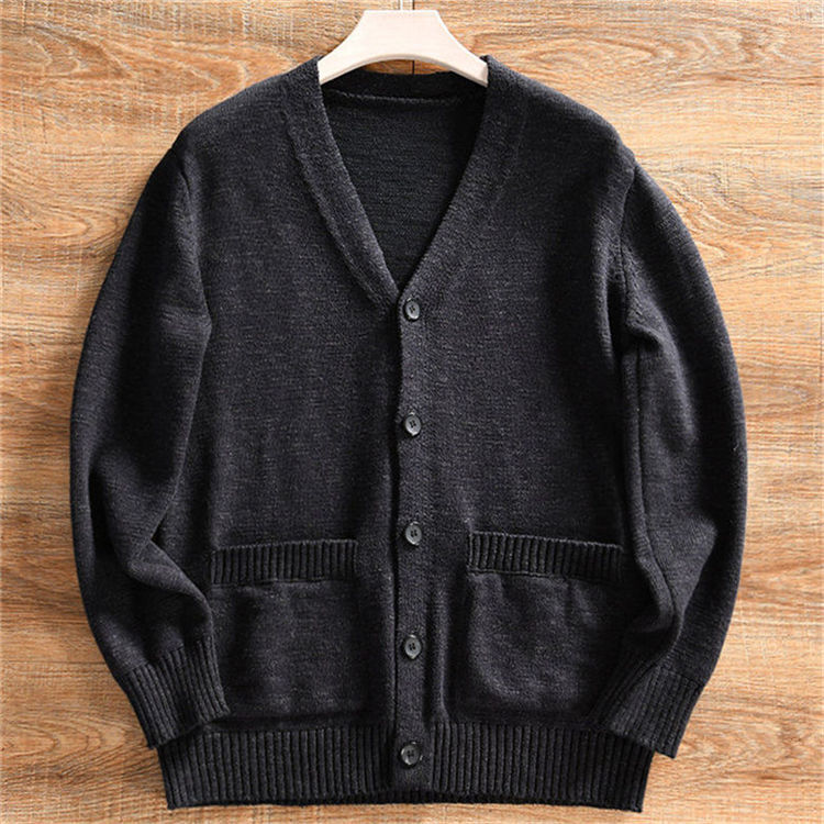 Y6260-2XL ブラック 新品 ウール混 ニット セーター 肌ざわりが優しい カーディガン 柔らか 暖かさ 秋冬 厚手 メンズ カジュアル トップス拍卖