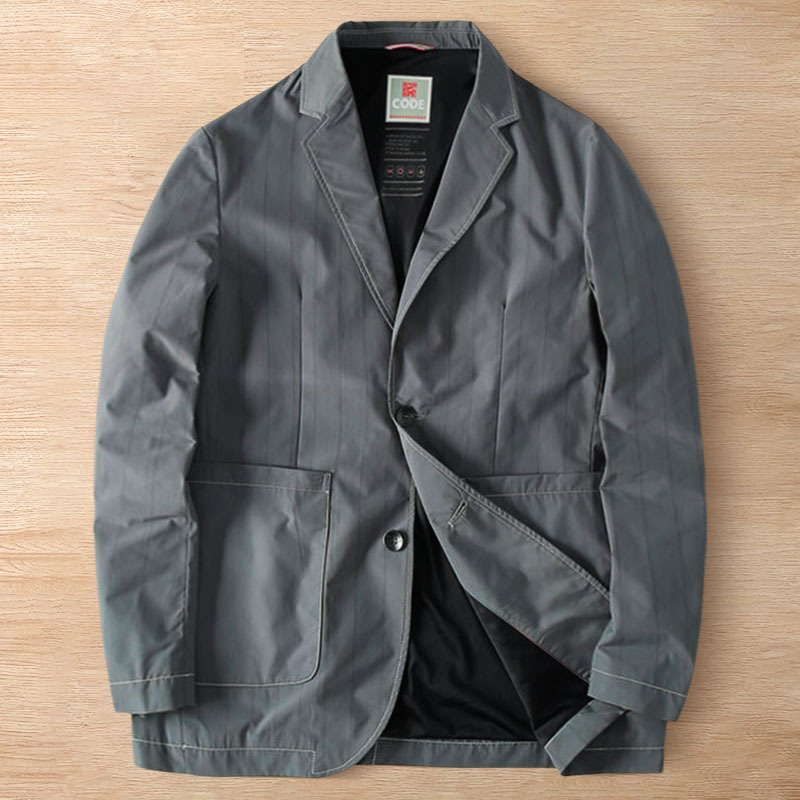 T0425-2XL グレー 新品 ブレザー ストライプ ストレッチ 薄手 テーラードジャケット メンズ 防シワ 細身 春夏 軽量 ビジネス ジャケット 拍卖