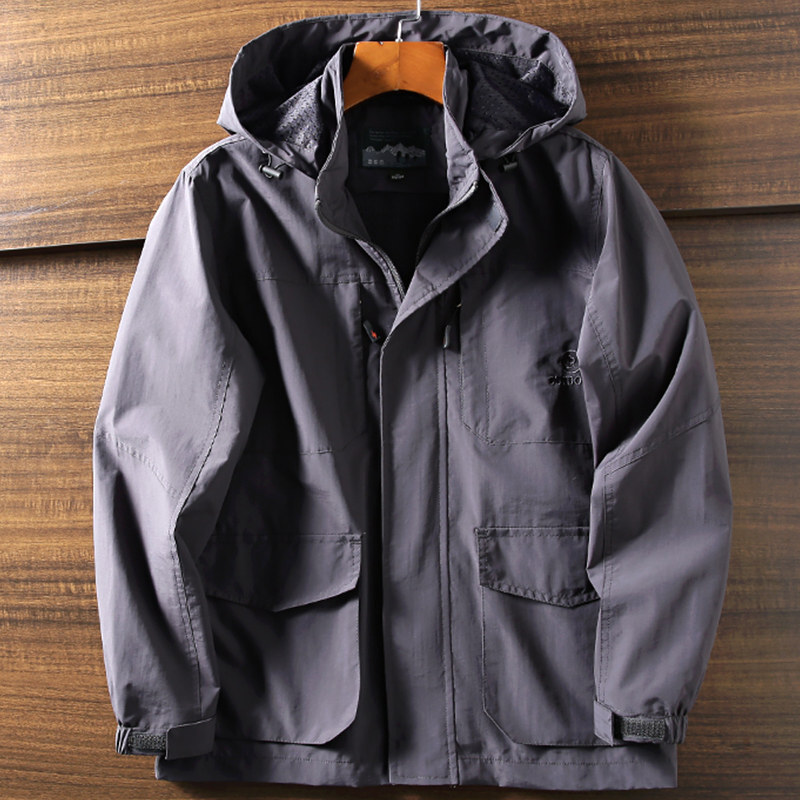 W1009-3XL/灰色 軽量&通気!新品 メンズ フード付き ジャケット アウトドアパーカー 防水防風 撥水 春秋 ビジネス カジュアル アウター拍卖