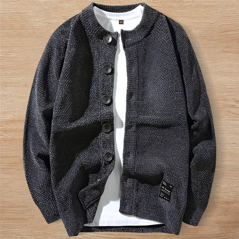 L5009-2XL グレー/新品 メンズ ウール混 カーディガン 長袖 秋冬 厚手 柔らかい クラシック シンプル 着心地最高 おしゃれ アウター拍卖