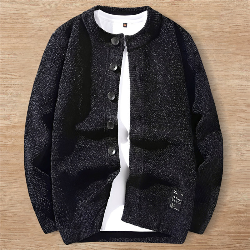 L5007-M ブラック/新品 メンズ ウール混 カーディガン 長袖 秋冬 厚手 柔らかい クラシック シンプル 着心地最高 おしゃれ アウター拍卖