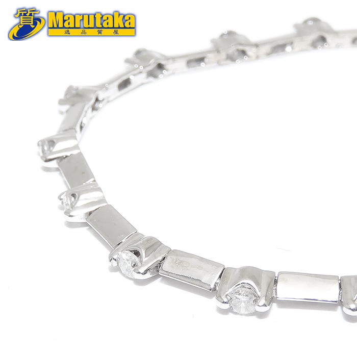 ダイヤモンド ブレスレット 18cm K18 WG D1.00ct 鑑別書 ホワイトゴールド 逸品質屋 丸高 尼崎 Au 750拍卖
