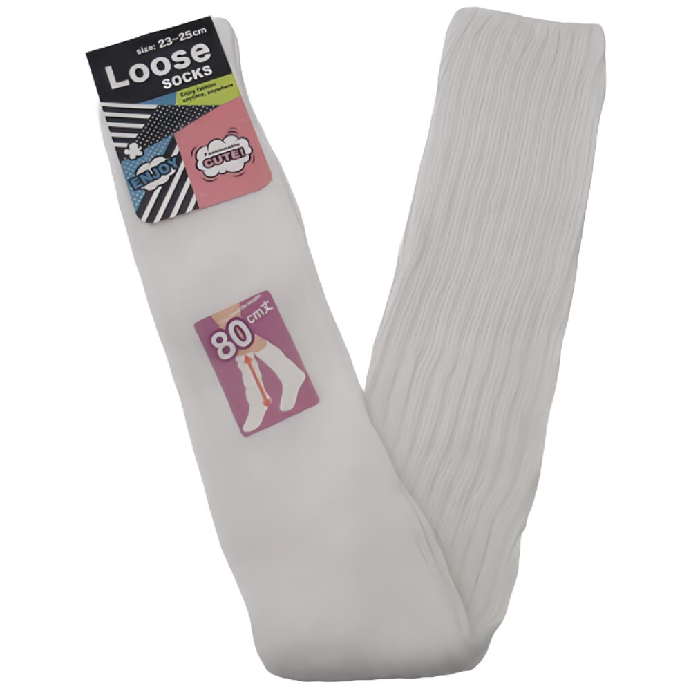 ルーズソックス 白 単品 80cm丈 綿混素材 レディース size 23-25cm LOOSE SOCKS ハイソックス ホワイト拍卖