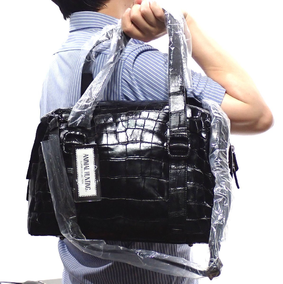 入手困難!定価165万円 新品 ヘンローン クロコダイル 2WAY ボストンバッグ ショルダーバッグ ブラック 本クロコ メンズ 2846拍卖