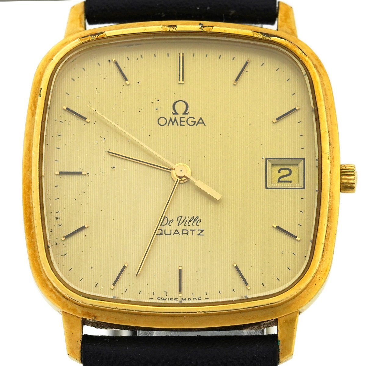 1円スタート 【不動/ジャンク】OMEGA DE VILLE オメガ デビル デヴィル ゴールド文字盤 クォーツ 腕時計(K-P5785)拍卖