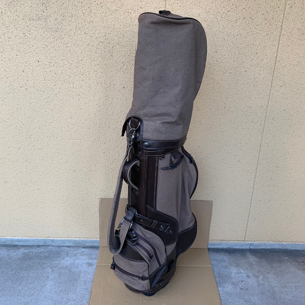レア 美品 フードカバー付 ホーガン キャディーバッグ ゴルフ バッグ Hogan Golf caddy bag ブラウン キャンパス生地【455拍卖