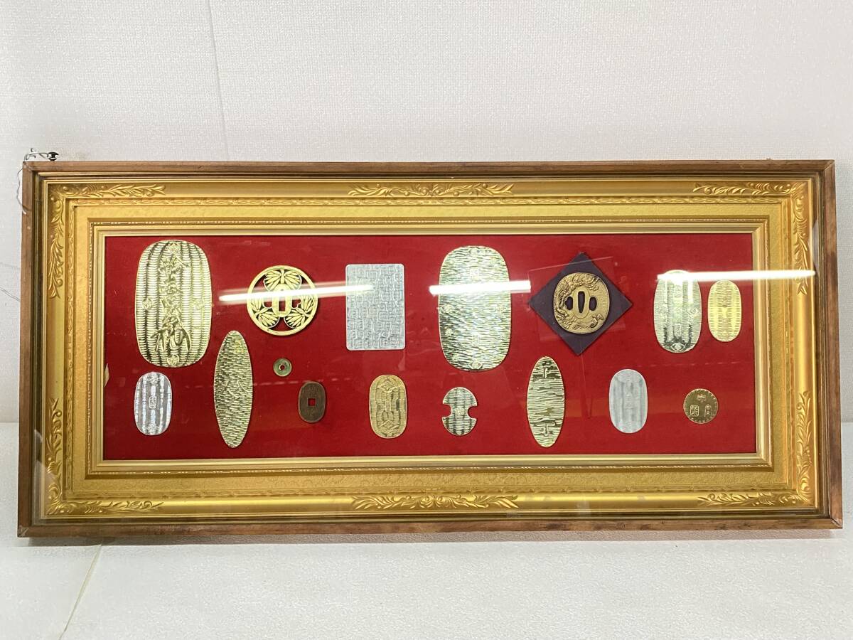 2507-082 大判・小判 鍔 レプリカ古銭 額入 アンティーク インテリア 日本古銭 額縁入り 直接引き取り可拍卖