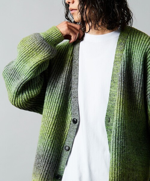 「FREAK'S STORE」 ニットカーディガン SMALL グリーン メンズ拍卖