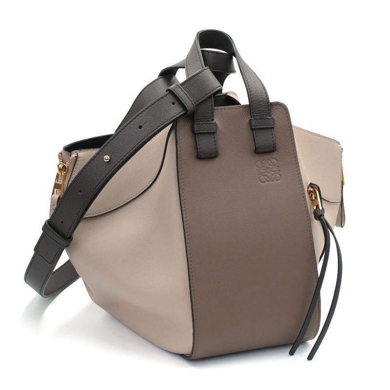 ロエベ ハンモック スモール 387.30TS35 ブラウン ベージュ ショルダーバッグ ハンドバッグ アナグラム スリーカラー 三色 中古 送料無料拍卖