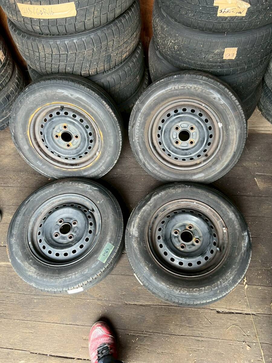 Y1321 155/870R13 79S ブリジストン BRIDGESTONE 2015年 PCD100 4H 4.5J 4本セット 拍卖