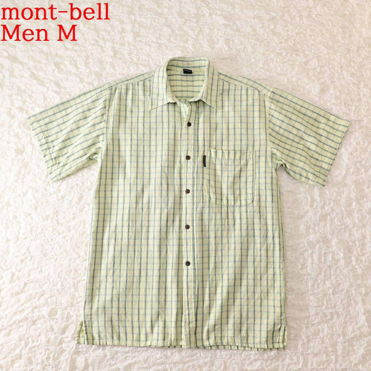 O1 Men M モンベル mont-bell レトロ 緑 半袖シャツ拍卖
