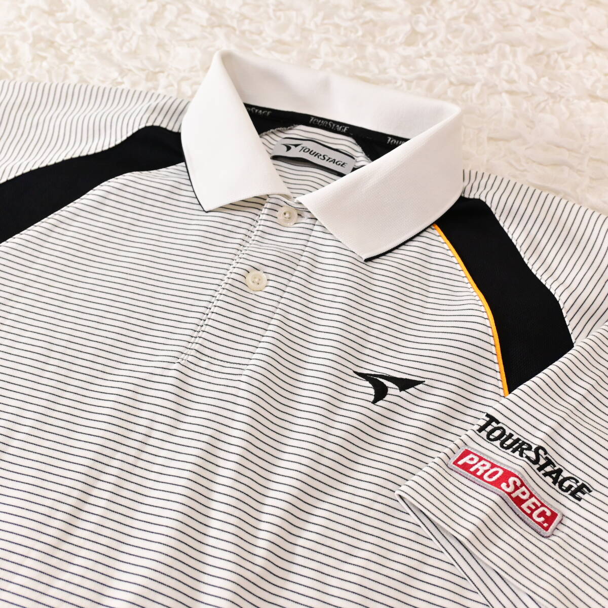 O1 Men M ツアーステージ 白黒ボーダー柄 半袖プルオーバー拍卖