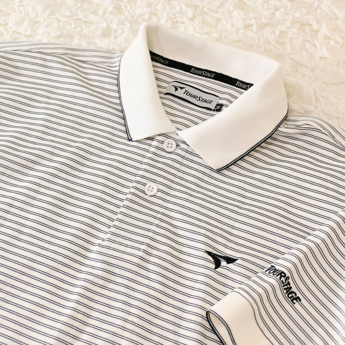 L2 Men M ツアーステージ 白黒ボーダー柄 半袖プルオーバー拍卖