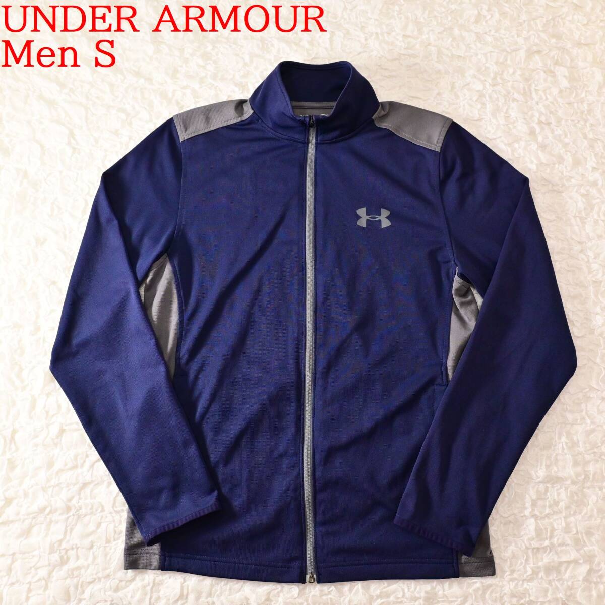 O1 Men S アンダーアーマー ヒートギア 紺 薄手 ジャージ上拍卖