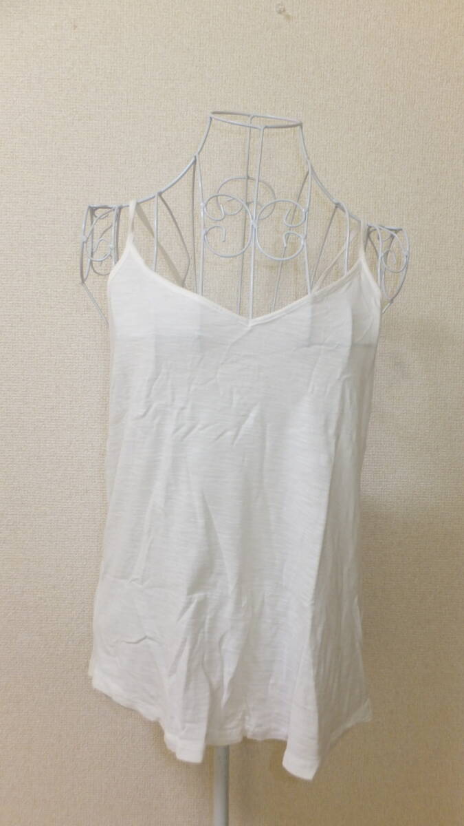 ★H&M★One Piece summer tops white アメリカ エイチアンドエムレディーストップス USサイズM 着丈45Cm キャミソール USED IN JAPAN 白拍卖