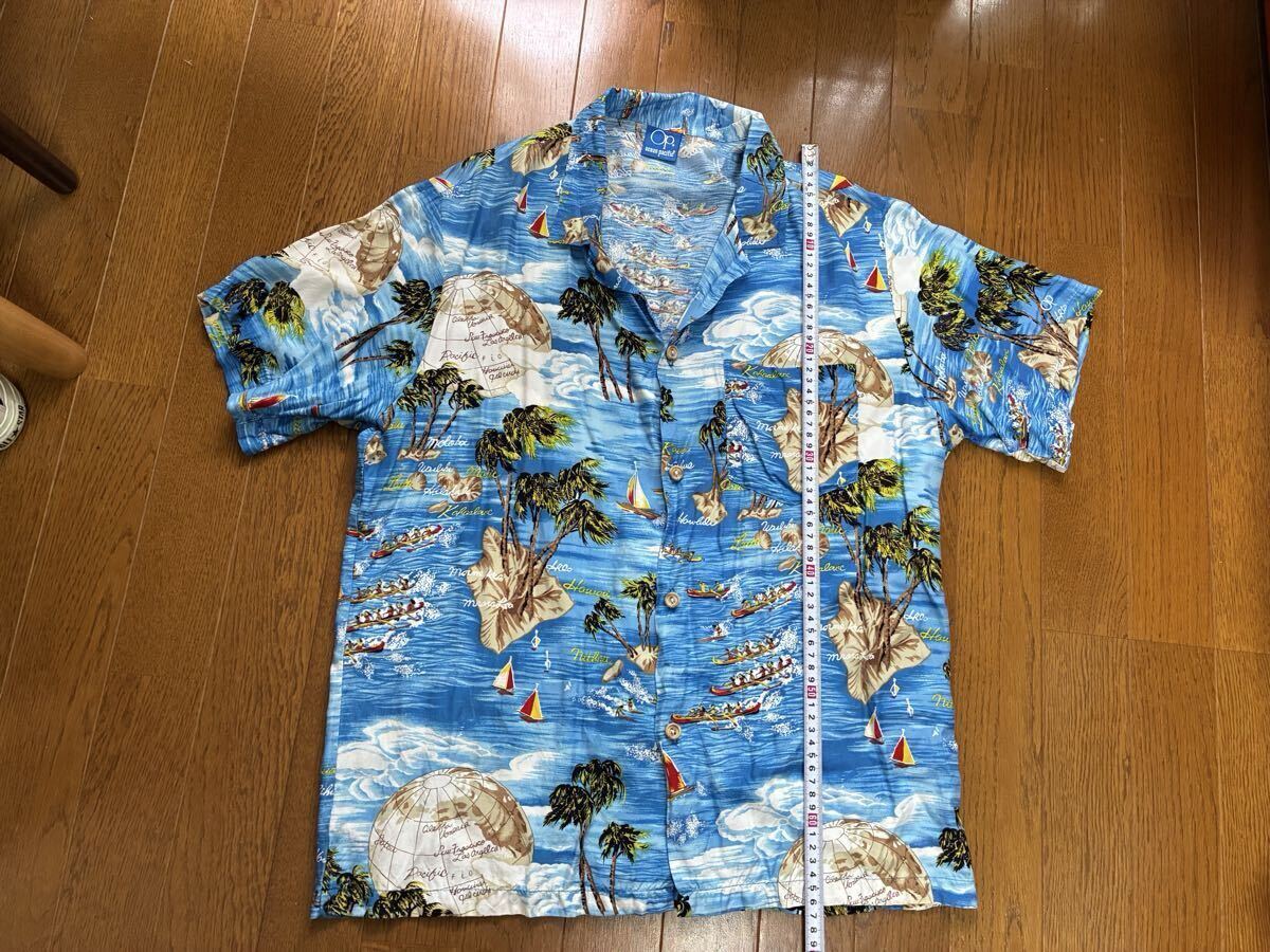 OP!OCEAN PACIFIC 青系アロハシャツ・サイズM 拍卖