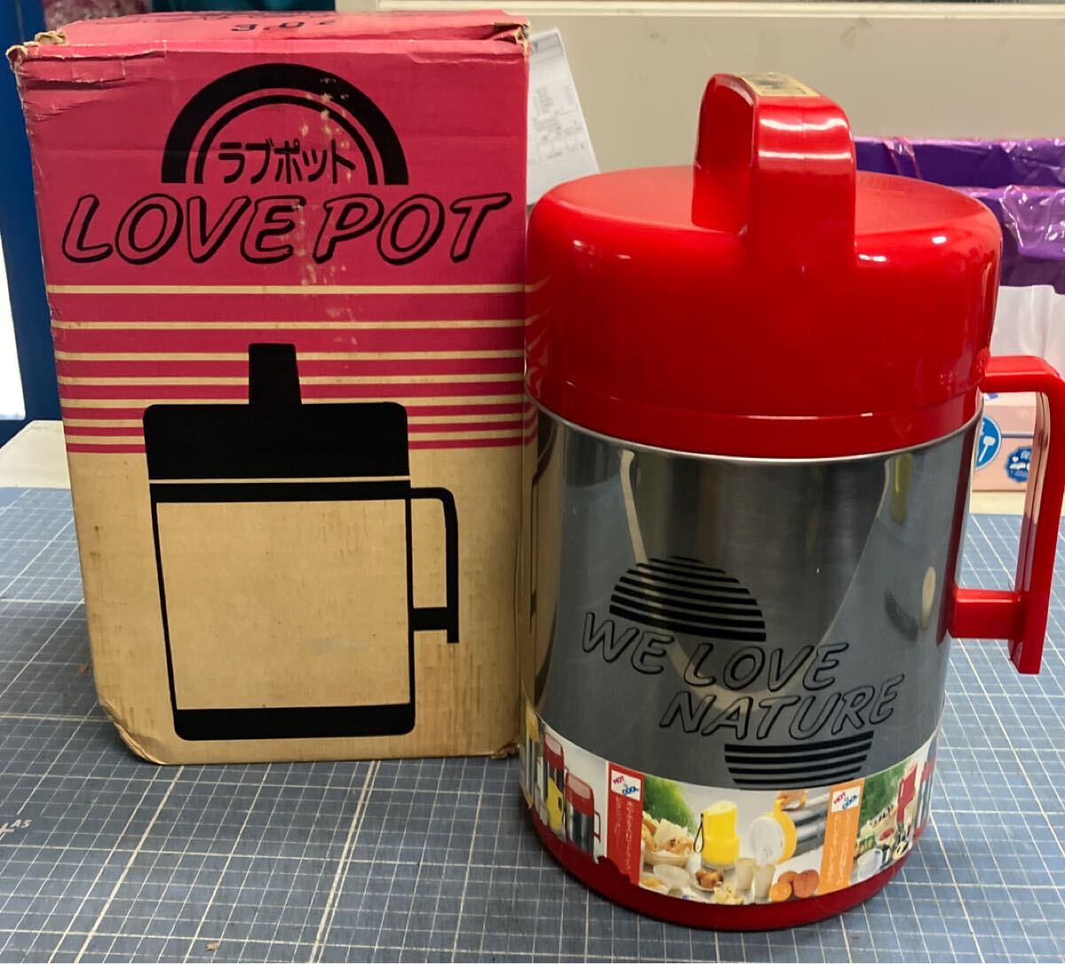 【LOVE POT 魔法瓶 3.0L】箱入り レジャー用品 ラブポット 保温・保冷容器 レトロ【B1】0807拍卖