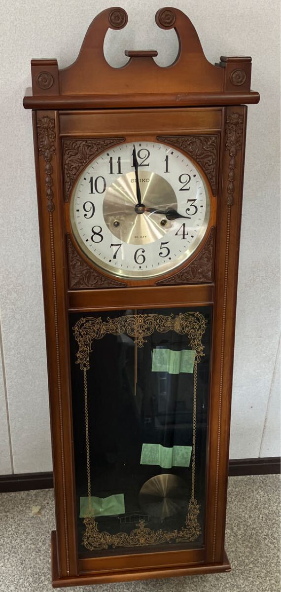 【SEIKO 振り子時計 柱時計 30DAY】掛け時計 昭和レトロ ゼンマイ式 大型掛時計 PA603【倉庫】0827拍卖