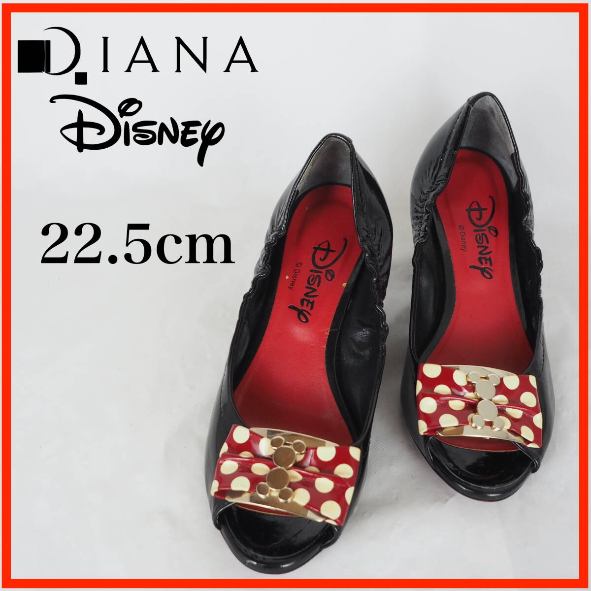 OK4824*DIANA× Disney*ダイアナ ディズニー*レディースパンプス*22.5cm*黒拍卖
