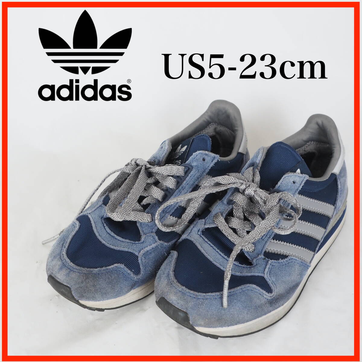 OK5216*adidas*アディダス*キッズスニーカー*US5-23cm*ネイビー系拍卖
