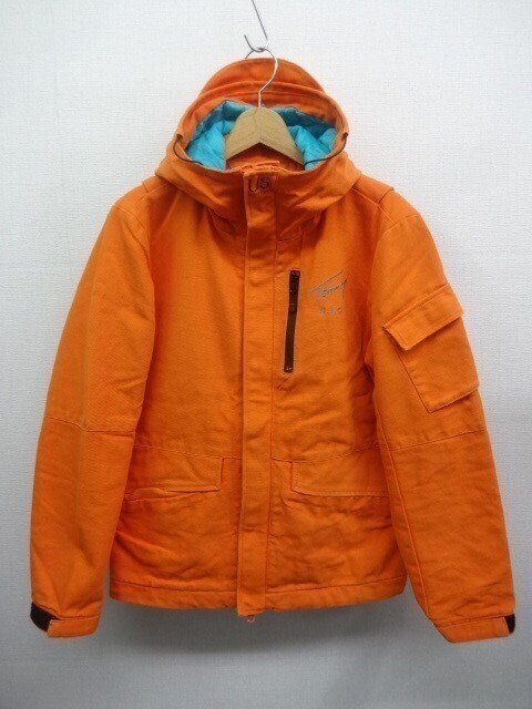 KZ226★TOMMY HILFIGER 裏キルティング ダック地 フードジャケット★M★オレンジ トミーヒルフィガー拍卖