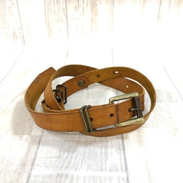 KZ1264★CARLO BADALASSI : レザーベルト★ブラウン系 カルロバダラッシ拍卖