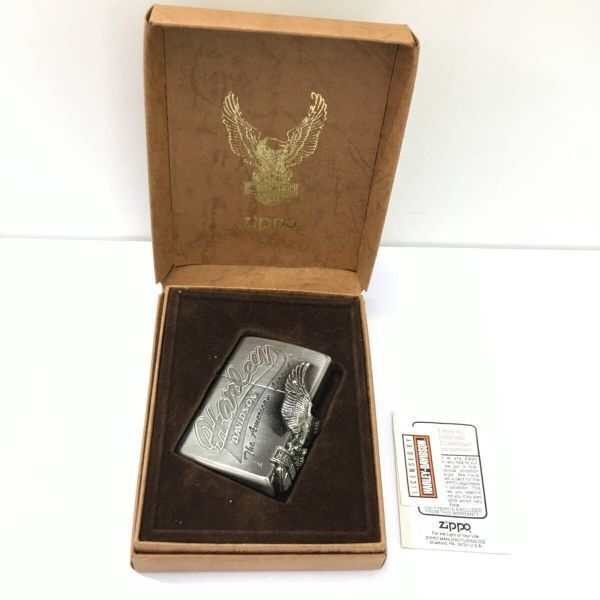 KZ4917★HARLEY DAVIDSON : Zippo サイドイーグル オイルライター★ハーレーダビッドソン ジッポ拍卖