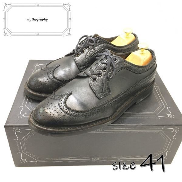 KZ747★mythography : ウイングチップ ドレスシューズ★41★黒 シューツリー付属 ミソグラフィー拍卖