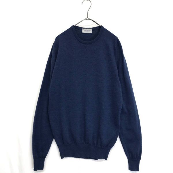 KZ8500★JOHN SMEDLEY : メリノウール クルーネック セーター★M★ネイビー 英国製 プルオーバー 現行 近年モデル拍卖