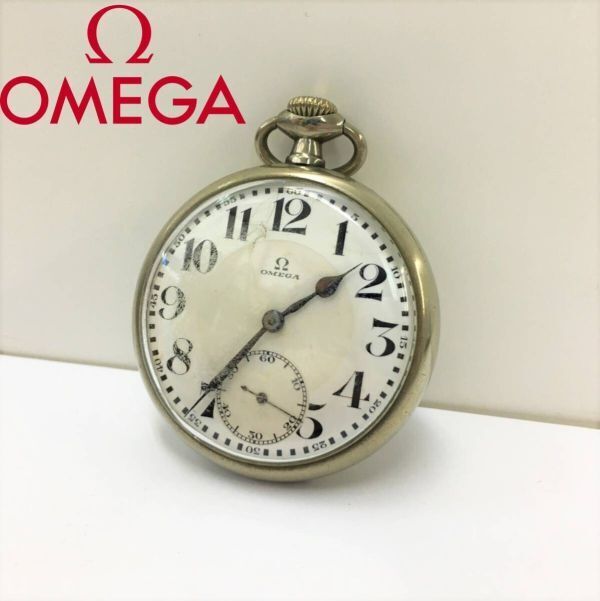 KZ3186★30's OMEGA アンティーク手巻き懐中時計★動作OK シルバー オメガ おそらく1930年代拍卖