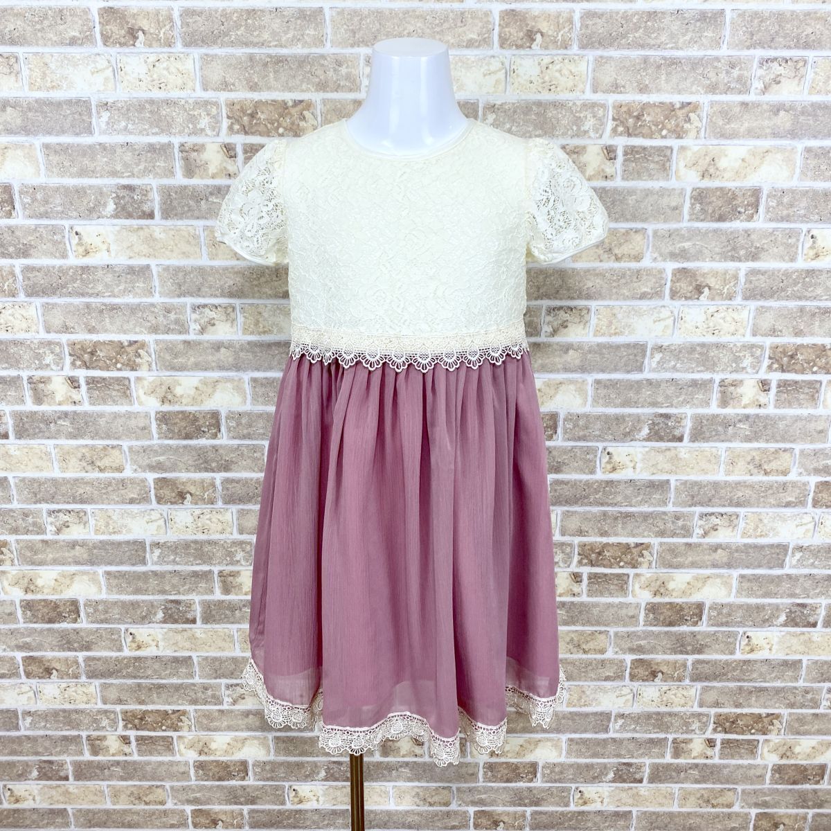 子供ドレス Catherine Cottage ワンピース 120 クリームピンク系 カラードレス 発表会 イベント 中古13056拍卖