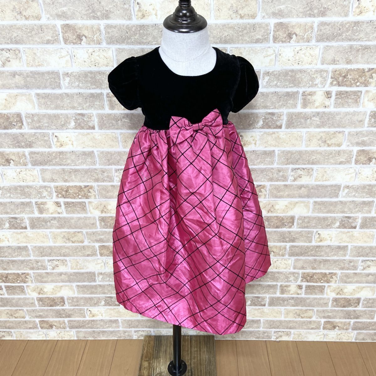 子供ドレス La Princess ワンピース 3T ベロア黒ピンク カラードレス 発表会 イベント 中古13334拍卖
