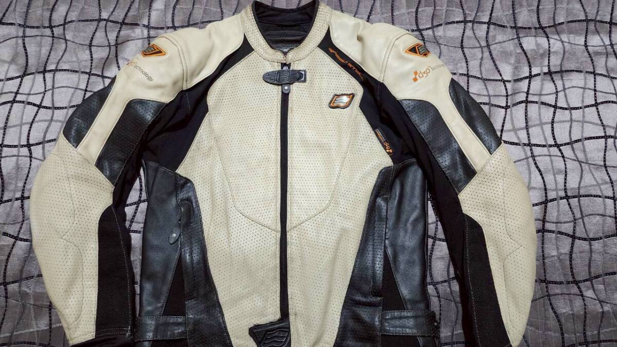 【Lサイズ】HYOD ヒョウドウ レザージャケット ホワイト パンチング ミネルヴァ インナー付き バイク ライディング ライダース拍卖