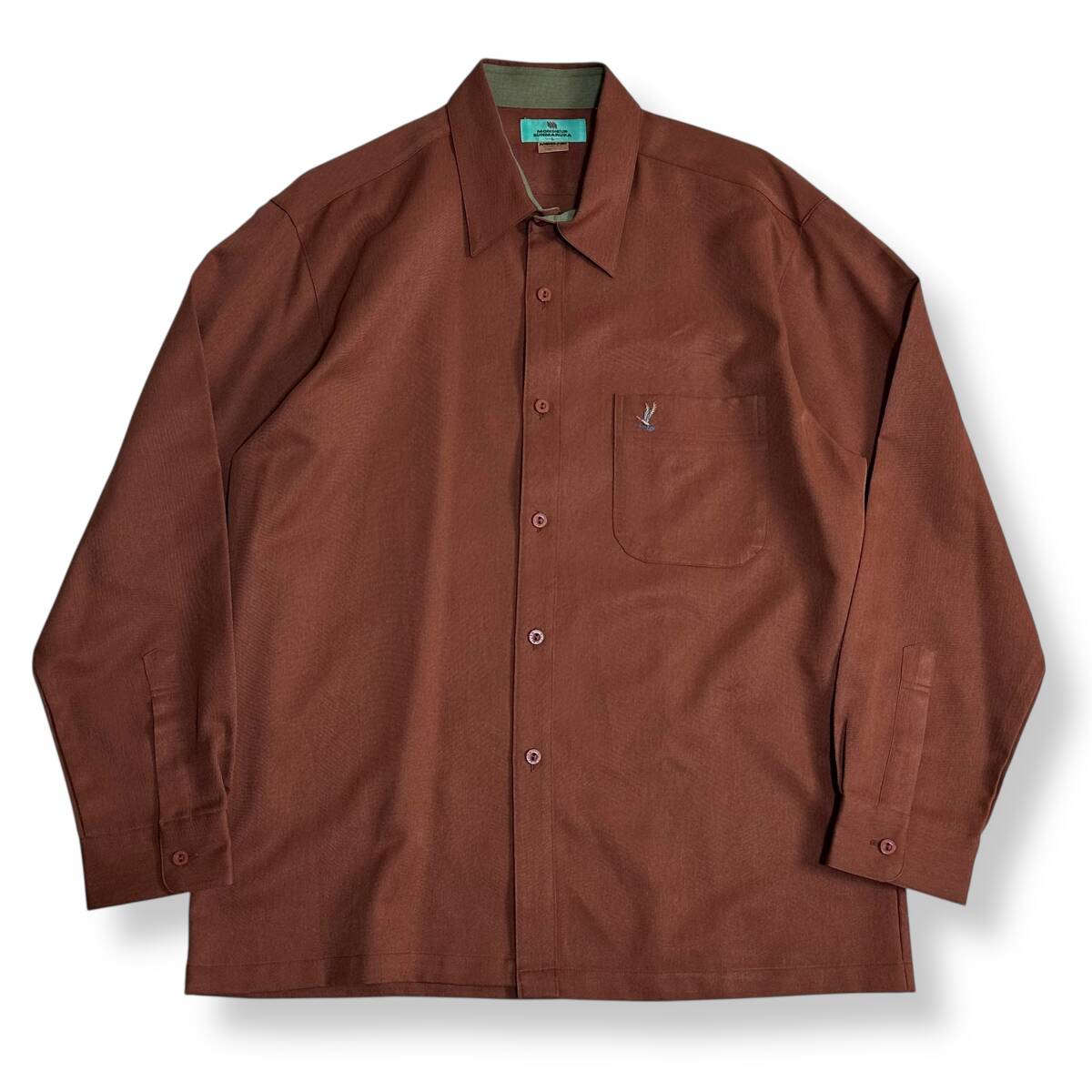 良好【MONSIEUR SUNMARUKA】90s VINTAGE ビンテージポリシャツ ワンポイント刺繍 サンマルカ ボックスシルエット 昭和レトロ拍卖