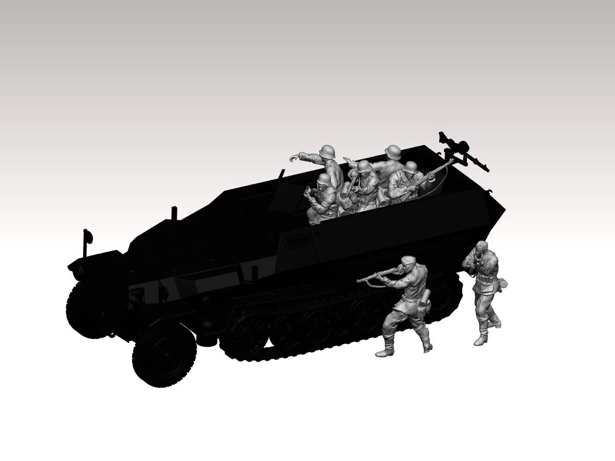 1/35 レジンキット 未塗装 WW2 ドイツ軍 SdKfz.251用 兵士フィギュア7体 250814拍卖