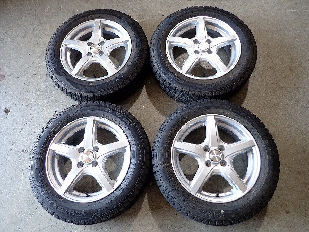 YS19728【送料無料175/65R15】アクア スイフト キューブ フィット等に ダンロップ 中古スタッドレス ■15×5.5J 100/4H ET42■拍卖