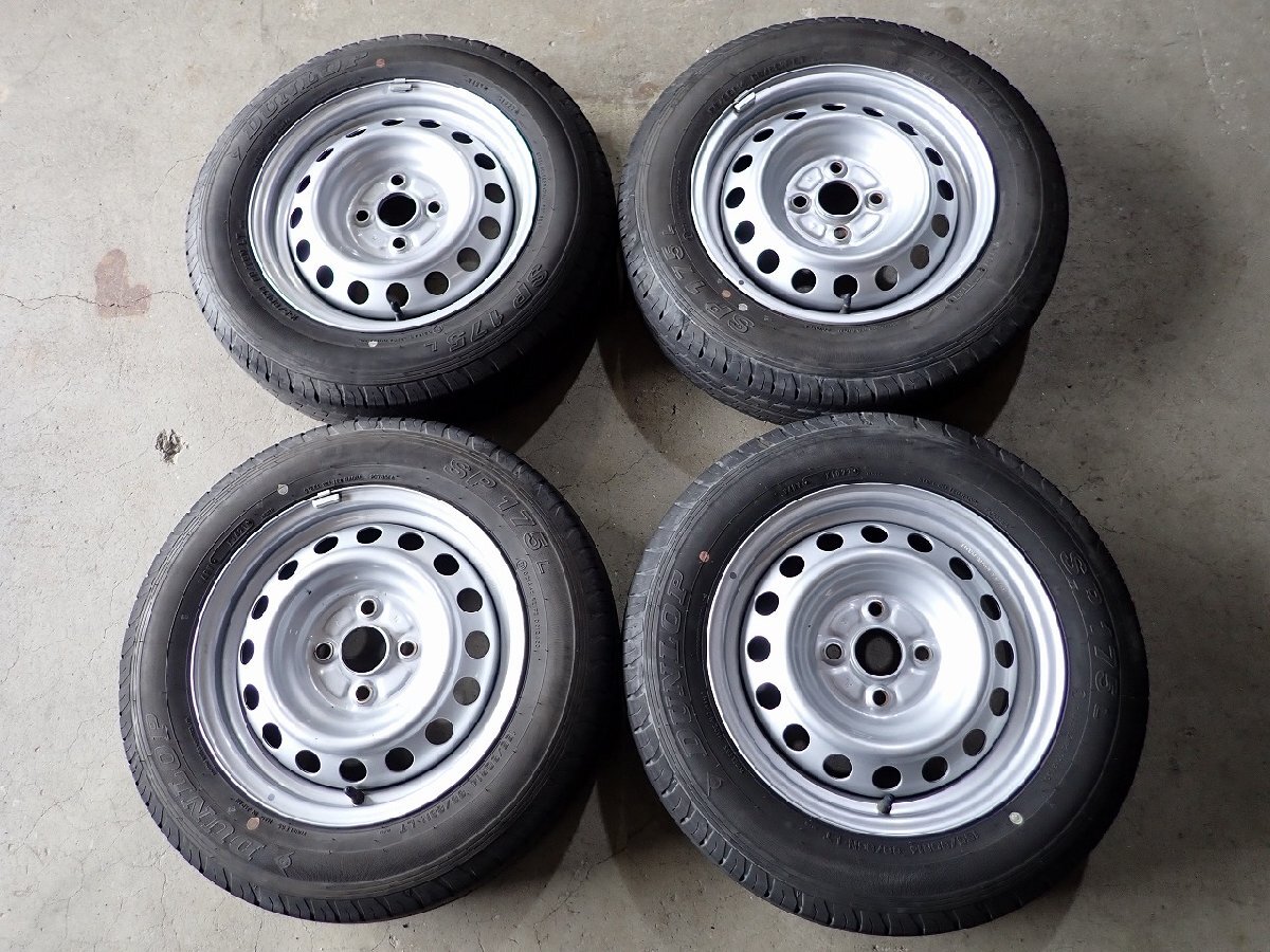 YS19798【送料無料155/80R14 88/86N】プロボックス サクシードなどに ダンロップ 中古夏タイヤセット ■14×5J 100/4H ET約40■拍卖