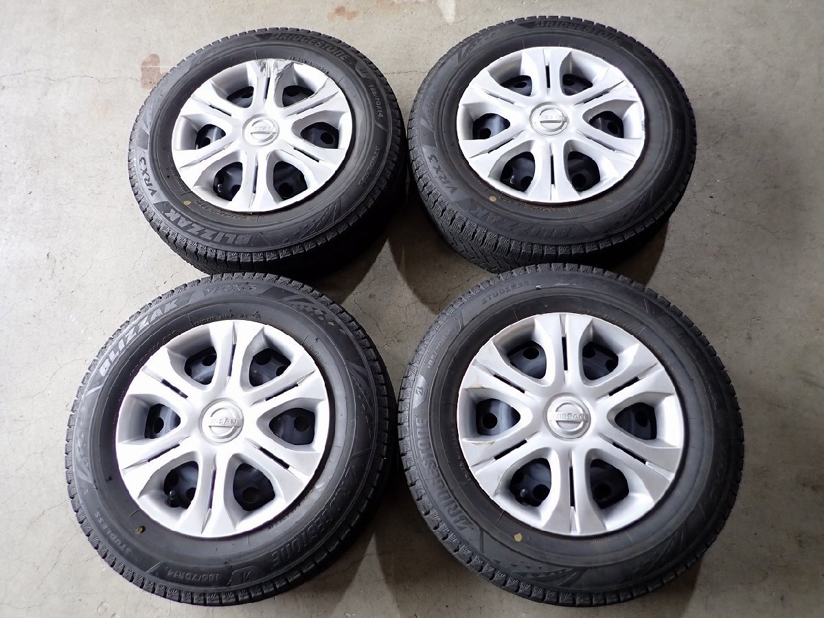 YS19894【送料無料185/70R14】ニッサン純正スチール ノート ティーダ BS VRX3 2022年製 中古スタッドレス ■14×5.5J 100/4H ET約45■拍卖