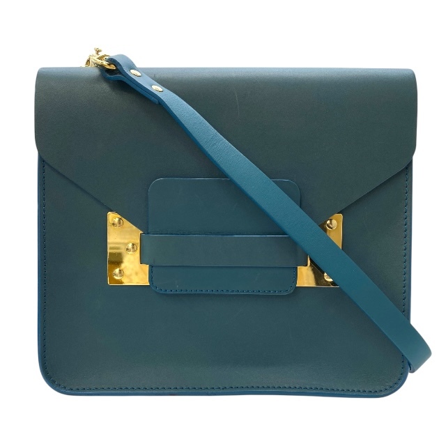 ソフィーヒュルム 2way ショルダーバッグ クラッチバッグ セカンドバッグ グリーン系 ゴールド レザー SOPHIE HULME拍卖