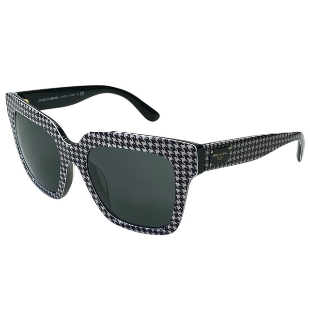 ドルチェ&ガッバーナ ドルガバ D&G DG4286-F 3079/87 サングラス アイウェア ハウンドトゥース スクエア ブラック ロゴ DOLCE&GABBANA拍卖