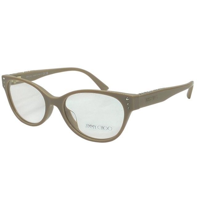 ジミーチュウ JC 3003BU 5015 52□17 140 眼鏡 メガネ アイウェア ラインストーン ロゴ ベージュ JIMMY CHOO拍卖