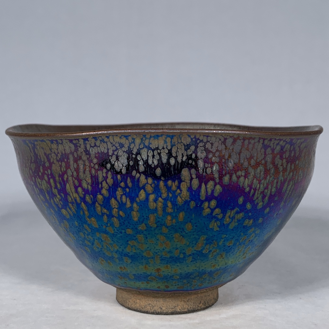 宋 古陶磁器 建窯 窯変 七彩 八方油滴盞 盃 建盞 茶盞 酒器 進錢 極細工 時代物 東洋彫刻 古賞物 中国古玩 中国古美術 中国唐物拍卖