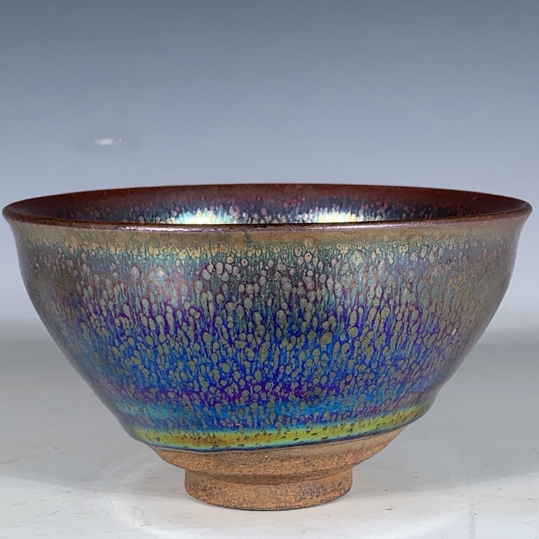 宋 古陶磁器 建窯 七彩 油滴盞 茶盞 盃 酒器 建盞 極細工 時代物 東洋彫刻 旧家蔵出し 唐物 中国古玩 古美術品拍卖