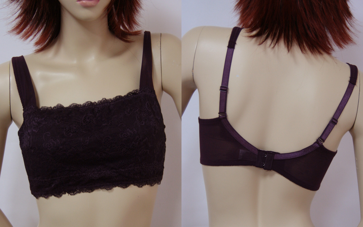 送料無料◆大きいサイズ◆すっぽりカバー◆チューブトップ風◆脇高パターン◆総レースブラジャー(B/95/ダークパープル)86269拍卖