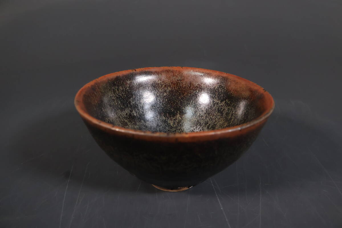 【和】(A3353) 時代古作 宋 建窯 唐物古玩 窯変天目茶碗 茶道具 茶器 天目茶碗拍卖