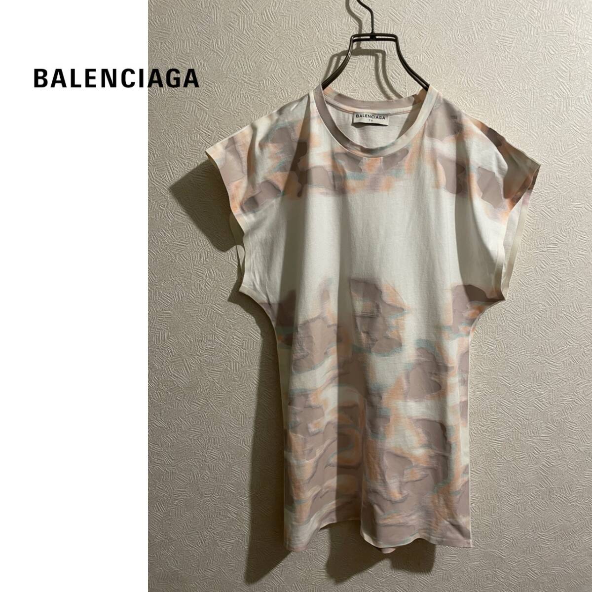 ◯ BALENCIAGA カモフラ シームレス カットソー / バレンシアガ フレンチ スリーブ Tシャツ 迷彩 ホワイト 白 XS Ladies #Sirchive拍卖
