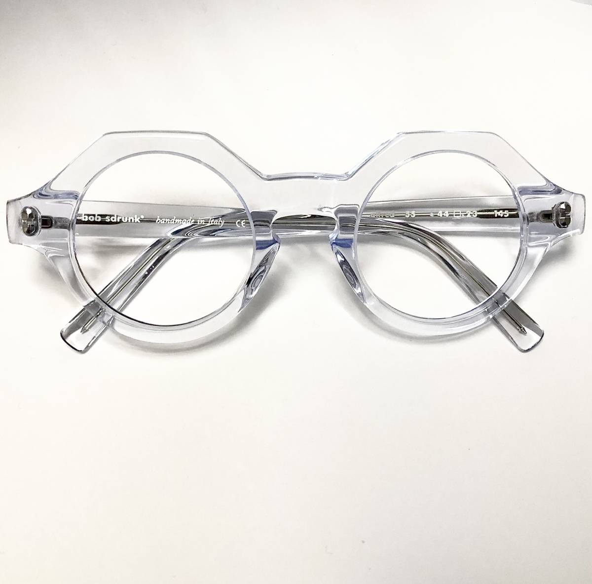 処分価格 定価36,000円 イタリア製クラウンパント 新品 透明色 サングラス 丸メガネ 円形 キーホール型拍卖